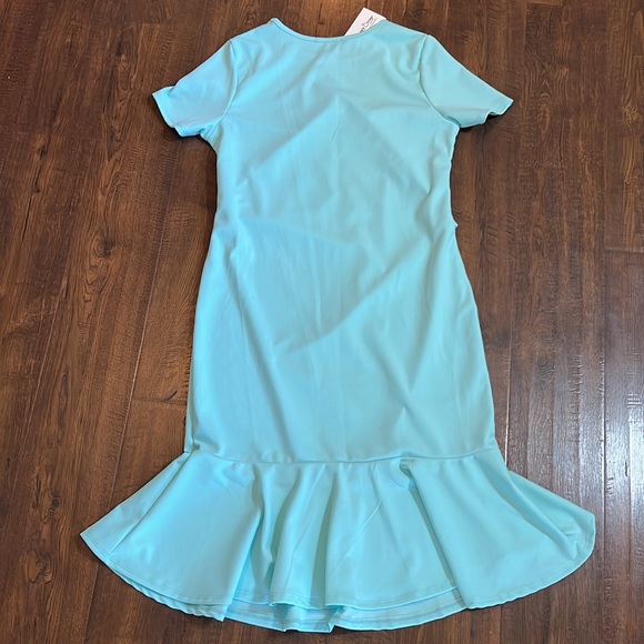 NWT My Bump Sabrina Midi Ruched Bodycon Dress. Light blue. Size Large. NWT - Picture 6 of 6